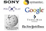 Logotipos de algumas empresas famosas que usam uma fonte com serifa